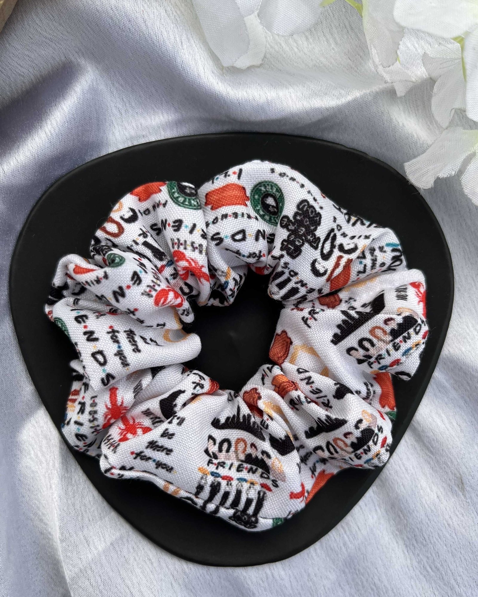 Chic We’re on a Break scrunchies, perfect for adding a touch of your favorite TV show to your hairstyles, inspired by the iconic Friends quote
